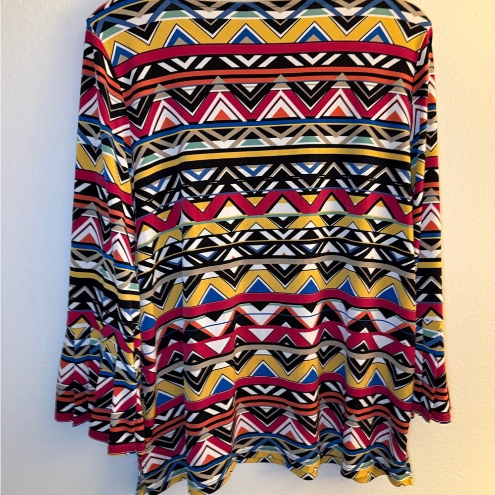 Rafaella Multicolor Geometric Long Sleeve Top - Picture 2 of 6